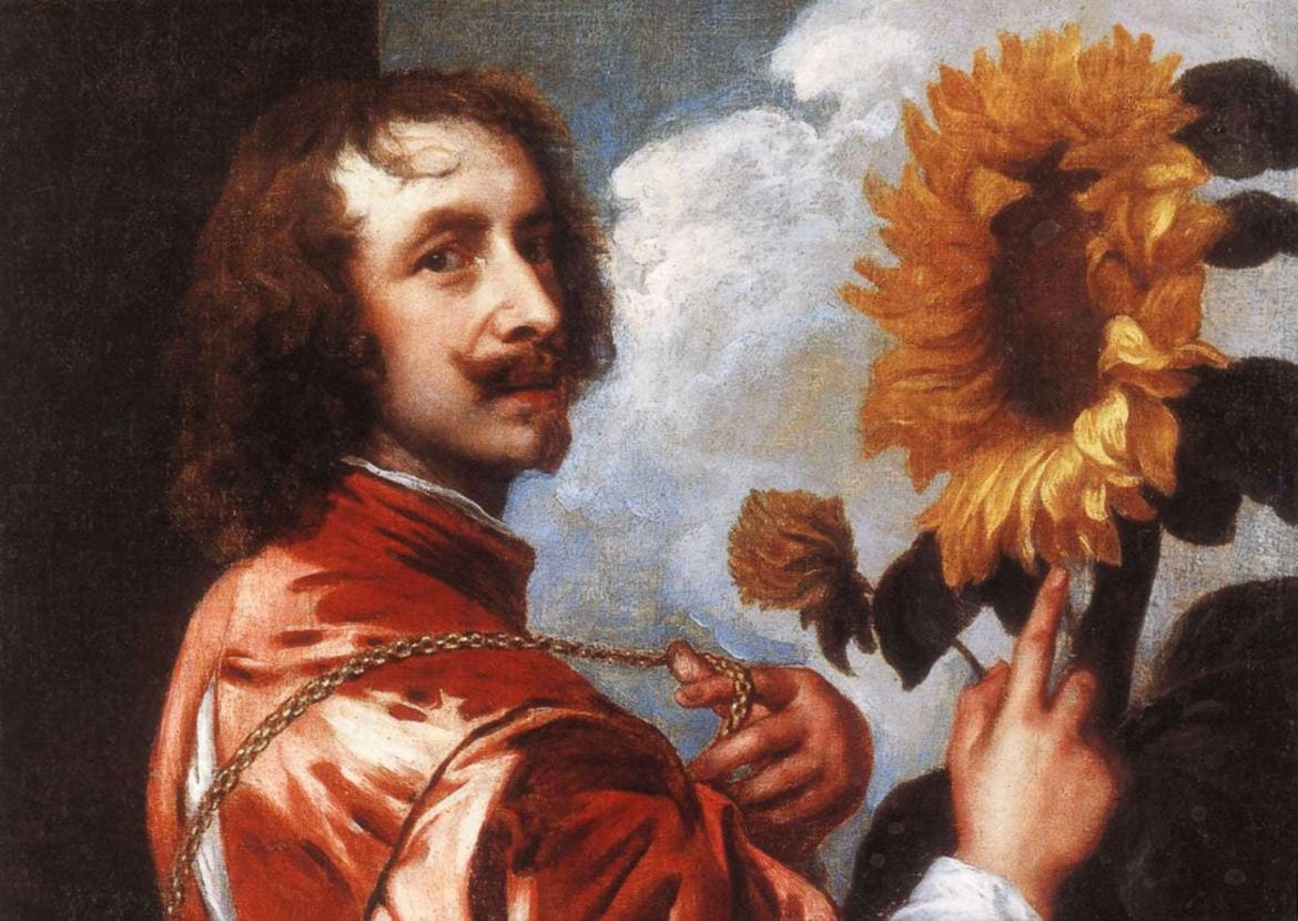 Self-portrait with a sunflower