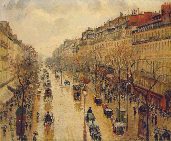 Boulevard Montmartre in rainy weather