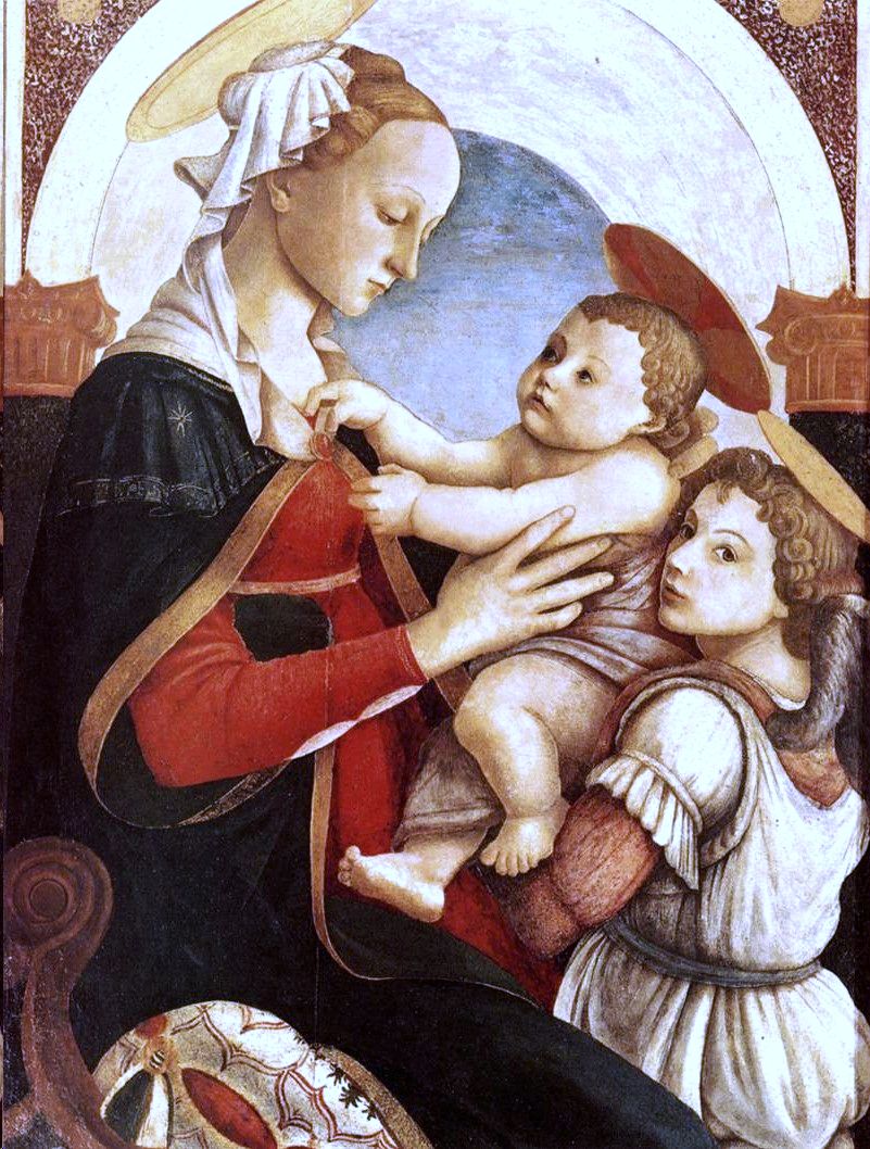 Madonna and baby with an angel