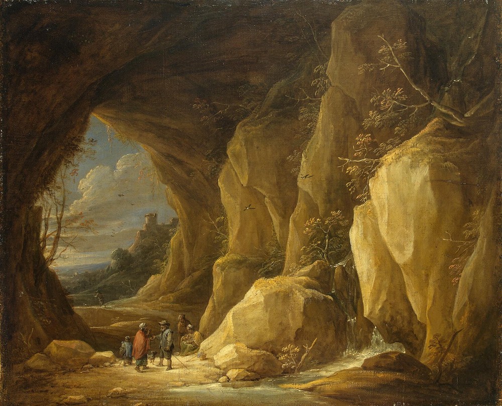 Landscape with a grotto and a group of gypsies