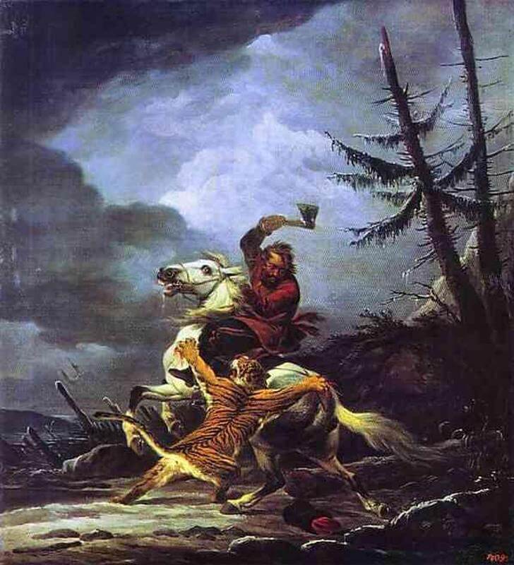 Cossack fighting a tiger